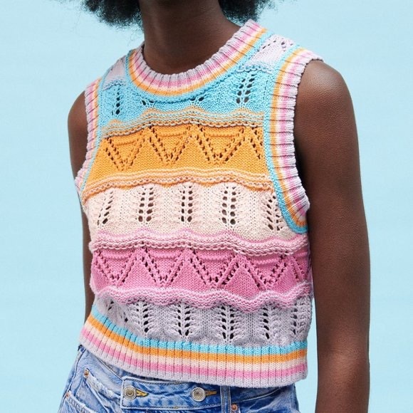 Zara Tops Zara Crochet Knit Topmulticolored Poshmark